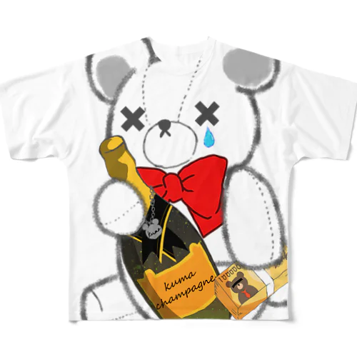 SAKEくま champagne フルグラフィックTシャツ