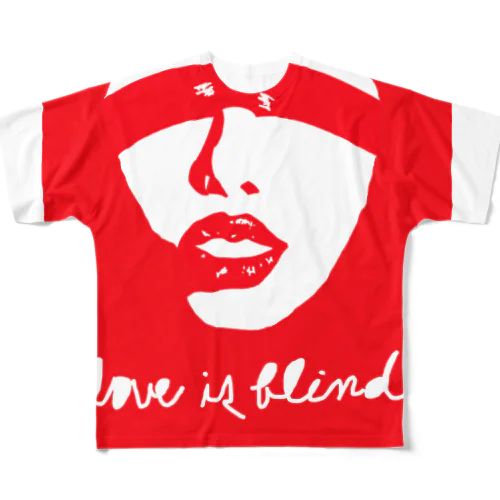 Love is blind フルグラフィックTシャツ