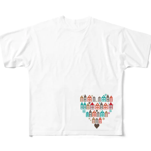 ハートの街並 All-Over Print T-Shirt