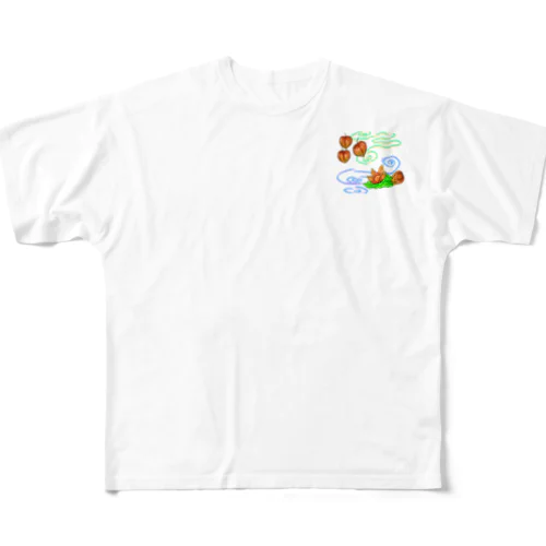 ホオズキ 水紋（和柄）その2 All-Over Print T-Shirt