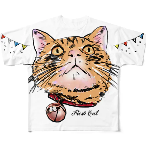 Fresh cat フルグラフィックTシャツ