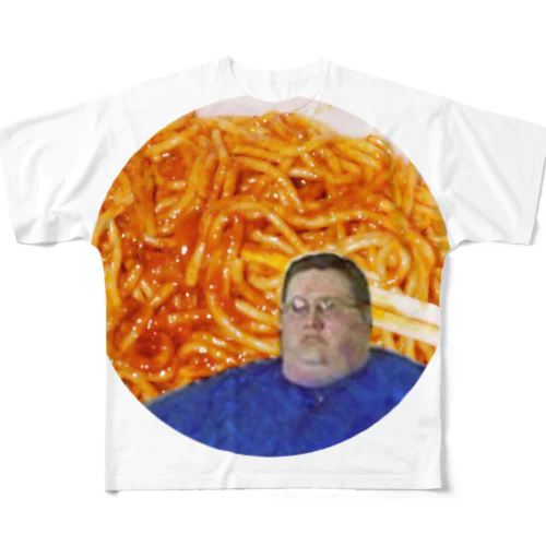 パスタ食べたい外人 フルグラフィックTシャツ