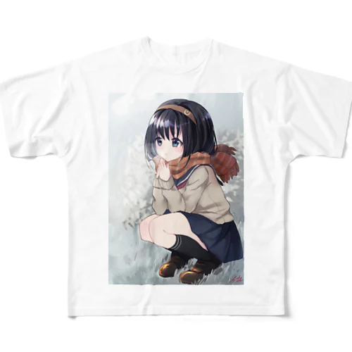 冬の女の子 フルグラフィックTシャツ