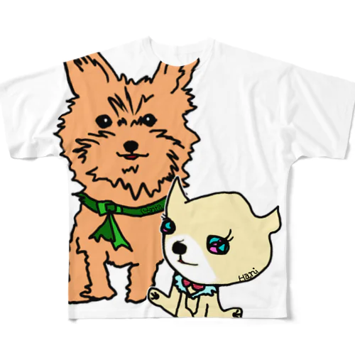 ポンタとハニ🐶❤️❤️❤️❤️ フルグラフィックTシャツ