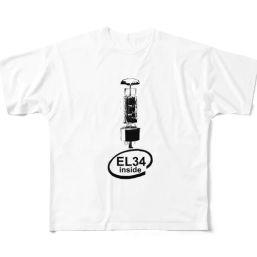 真空管EL34黒 フルグラフィックTシャツ