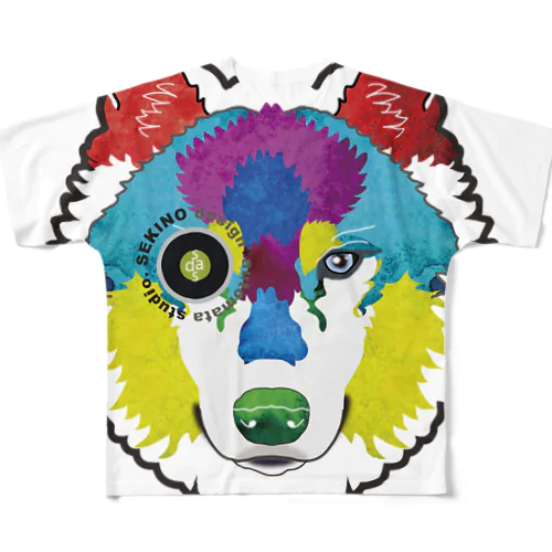 狼-絵具 フルグラフィックTシャツ