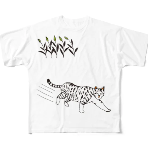 ノラ猫 フルグラフィックTシャツ