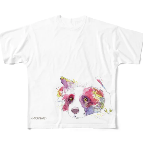 イヌ_dog.1_watercolor フルグラフィックTシャツ