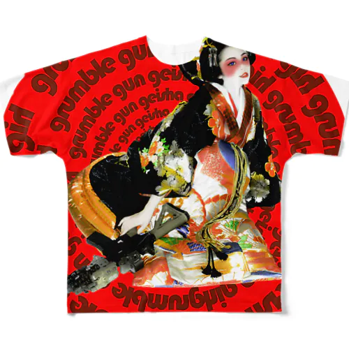 grumble gun geisha girl フルグラフィックTシャツ