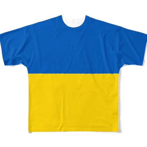 ウクライナ国旗 全柄 풀그래픽 티셔츠