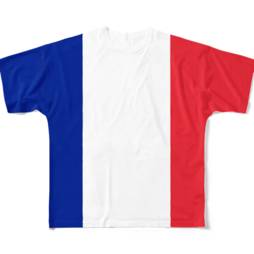 フランス国旗 全柄 フルグラフィックTシャツ