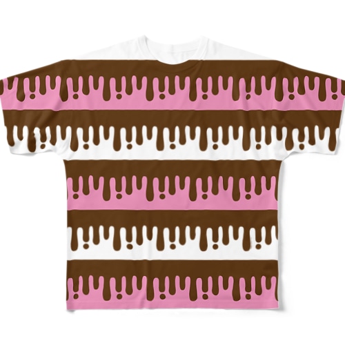melty border(2/choco×strawberry) All-Over Print T-Shirt