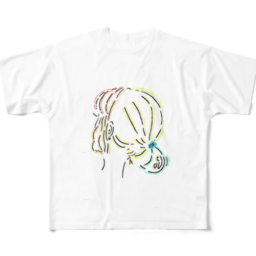 うしろ姿のポニーテール All-Over Print T-Shirt