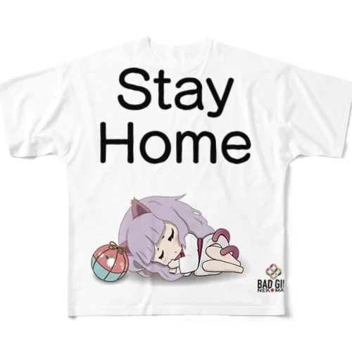 BAD GIRL 猫またのTシャツ【特別版】 フルグラフィックTシャツ