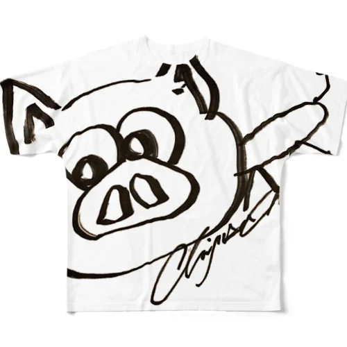 千種画伯のluckyPIG🐽(絵心皆無ver.) フルグラフィックTシャツ