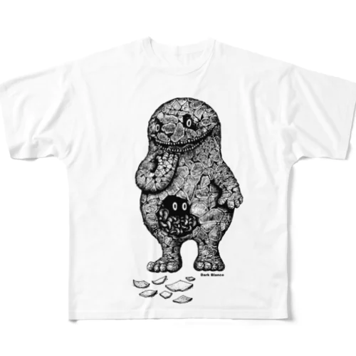 Dark blanco "Monster 13" フルグラフィックTシャツ