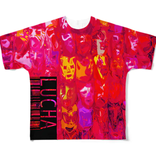 LUCHA-RED- フルグラフィックTシャツ