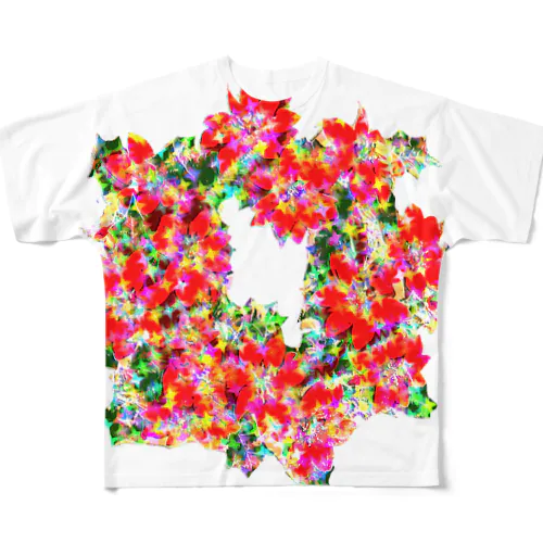 花リーフ All-Over Print T-Shirt