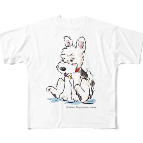 立ち耳ワイヤーFOX_ウェア フルグラフィックTシャツ