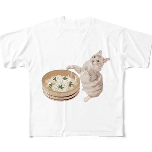 そうめん猫 All-Over Print T-Shirt