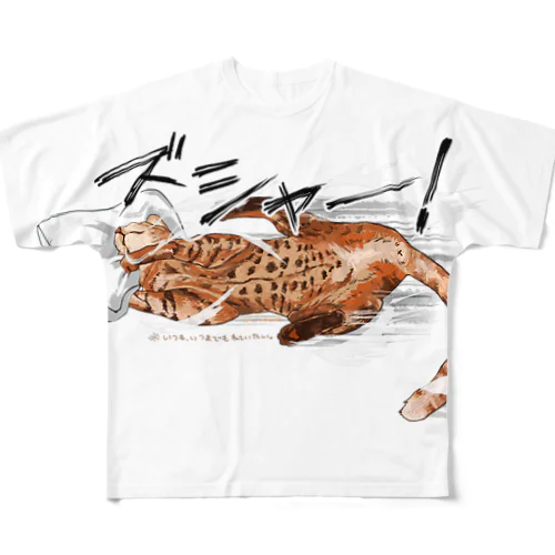 眠たい猫 All-Over Print T-Shirt