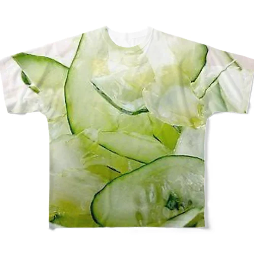 夏っぽいね！胡瓜とセロリのサラダだよ！ フルグラフィックTシャツ