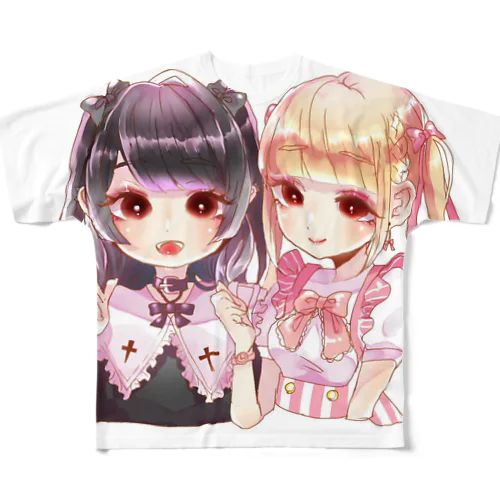 地雷量産ちゃんver.白 フルグラフィックTシャツ