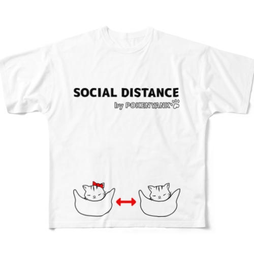ソーシャルディスタンス猫 All-Over Print T-Shirt