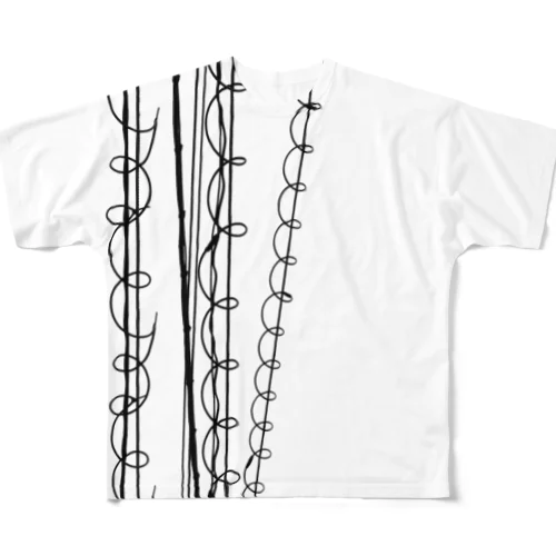 電線Tシャツ フルグラフィックTシャツ
