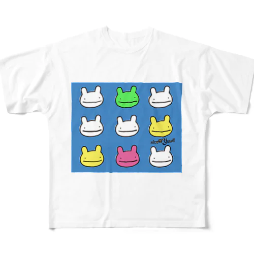 nicoちゃん★カラフル フルグラフィックTシャツ