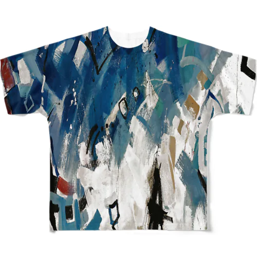 Crazy Painting Blue フルグラフィックTシャツ