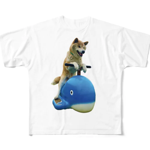 クジラに乗った太郎【柴犬】 フルグラフィックTシャツ