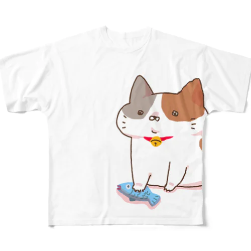 お魚つかまえたねこ フルグラフィックTシャツ