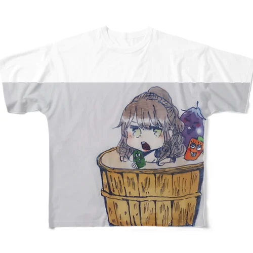 ぬかにつかる少女 フルグラフィックTシャツ