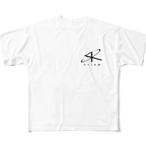 SK ovium 黒ロゴ フルグラフィックTシャツ