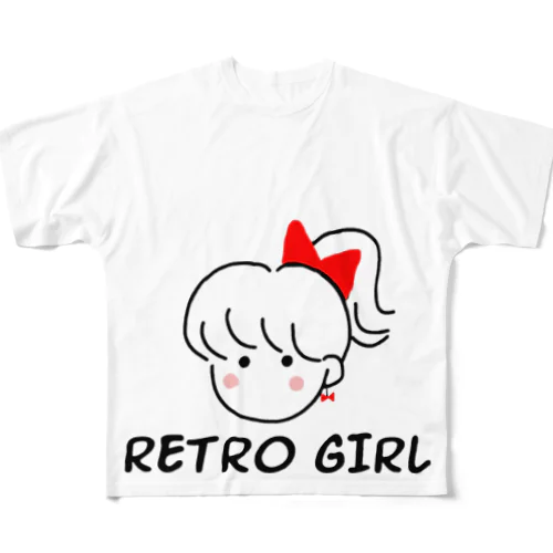 レトロガール フルグラフィックTシャツ