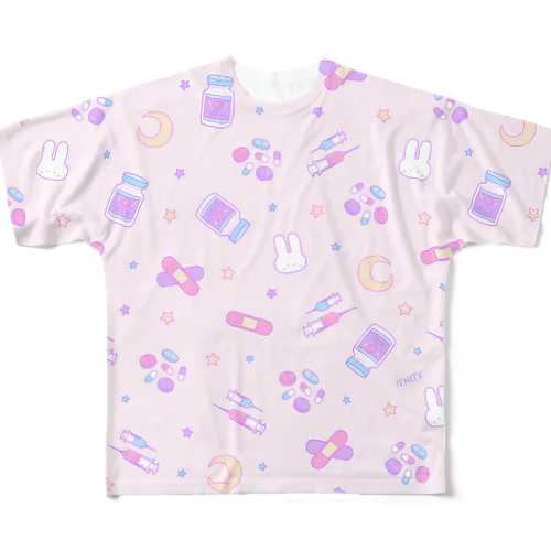 【IENITY】 Yamikawaii Syndrome フルグラフィック #Pink All-Over Print T-Shirt