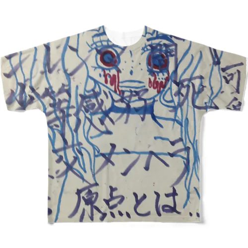 よれてる系tシャツ フルグラフィックTシャツ