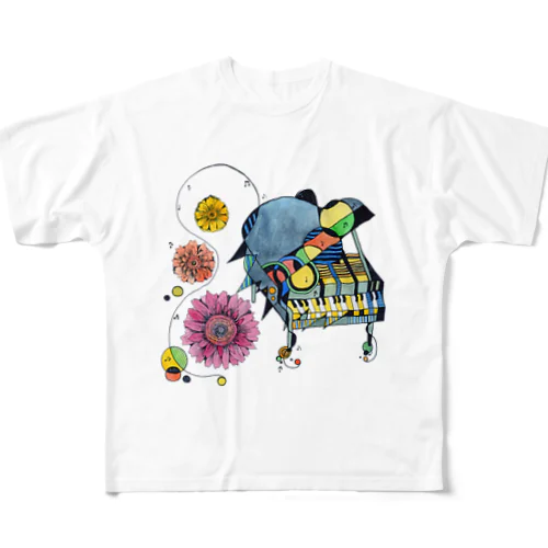 ピアノとガーベラ All-Over Print T-Shirt