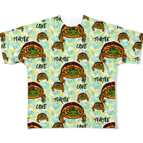 アカセスジガメちゃん turtleらぶ フルグラフィックTシャツ