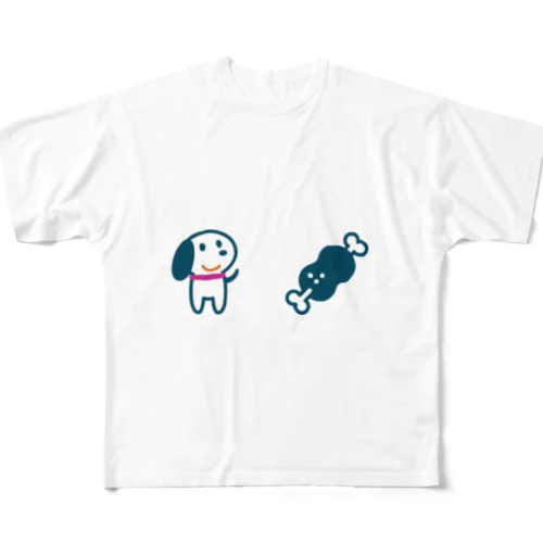 犬と骨付き肉 All-Over Print T-Shirt