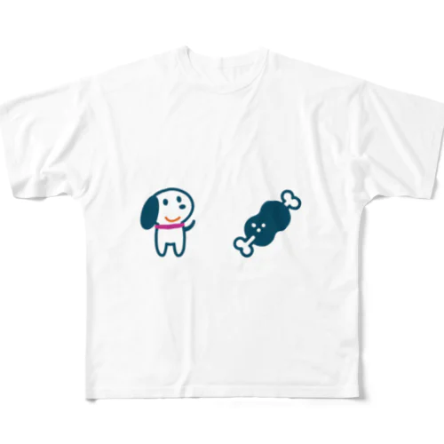 犬と骨付き肉 フルグラフィックTシャツ