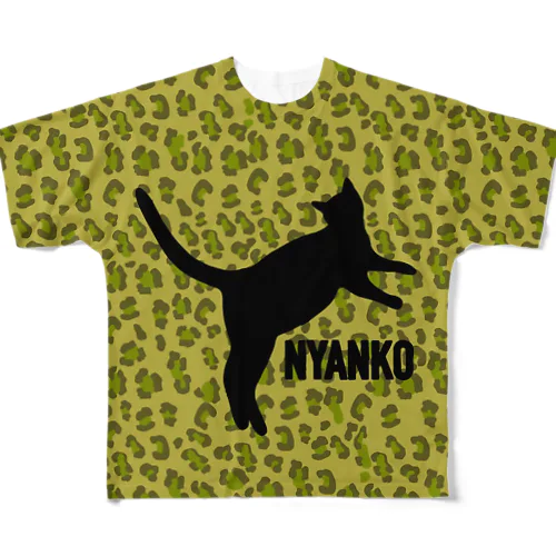 NYANKO　レオパード（豹柄） フルグラフィックTシャツ