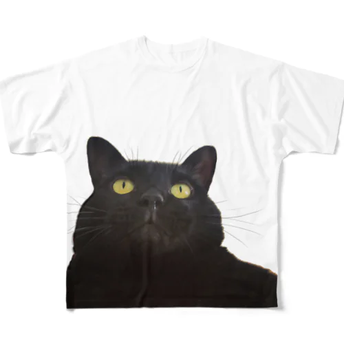 でっかい黒猫 フルグラフィックTシャツ