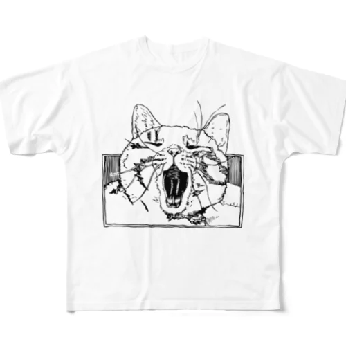 あくび猫 All-Over Print T-Shirt