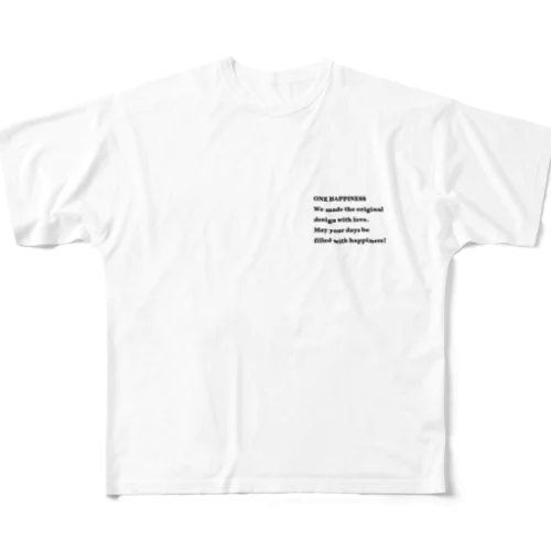 シンプル　ONE HAPPINESS フルグラフィックTシャツ