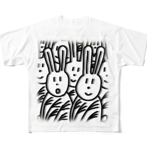 うさぎたちの応援団 All-Over Print T-Shirt