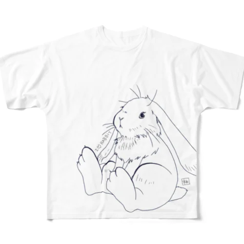 線画のうさぎさん All-Over Print T-Shirt