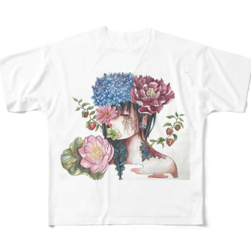 花を吐く フルグラフィックTシャツ