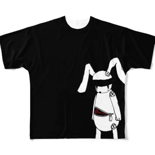 ゼロウサちゃん直立フルグラビッグシャツ（黒） All-Over Print T-Shirt